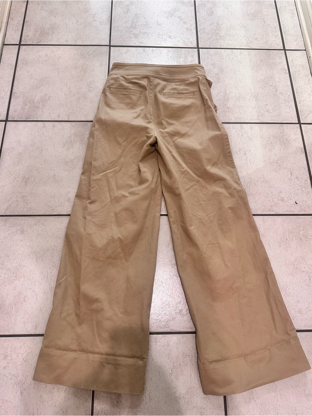 J. Crew Women’s Wide Leg Cotton Twill Pants Khaki High Rise Trousers - Picture 8 of 12